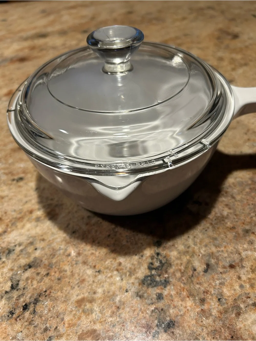 CorningWare “Just White” #P-82-B 24 oz Spouted Sauce Pot w/ Pyrex Lid #P-81-C